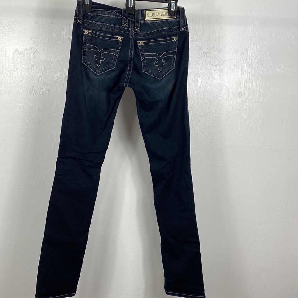 Rock Revival Anabela Dark Wash Low Rise Straight Leg Jeans Size 25 - Picture 3 of 11